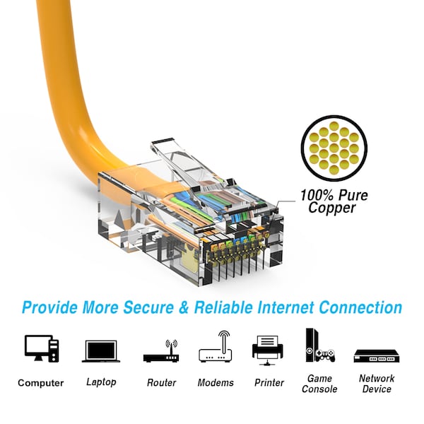 CAT6 UTP Ethernet Network Non Booted Cable- 10ft Yellow